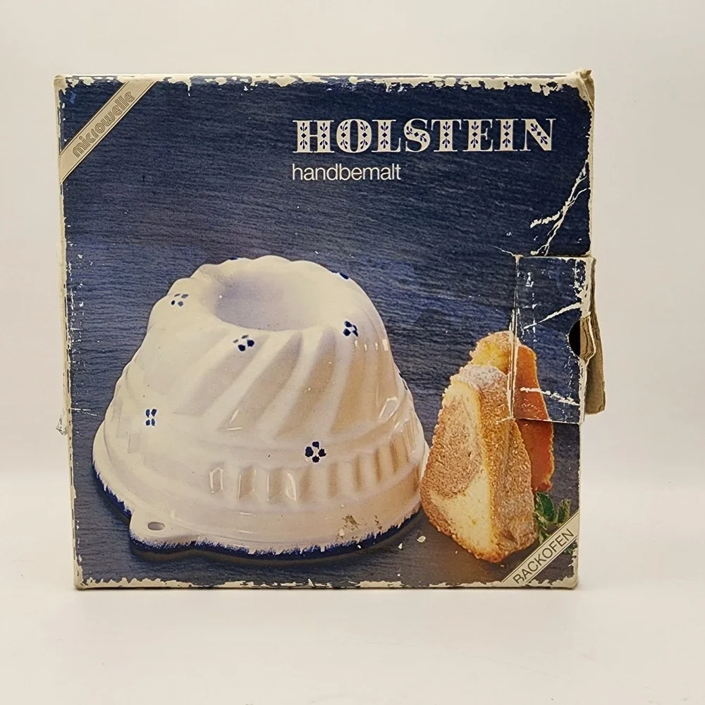 Vintage Holstein Ceramic Bundt Pan Hand Painted Germany Cottagecore